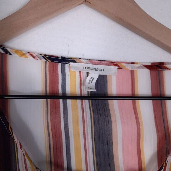 Maurice's Sheer Boho Top with Drape Sleeves and Lace-up V-Neck Tassels SZ Medium - Picture 7 of 12